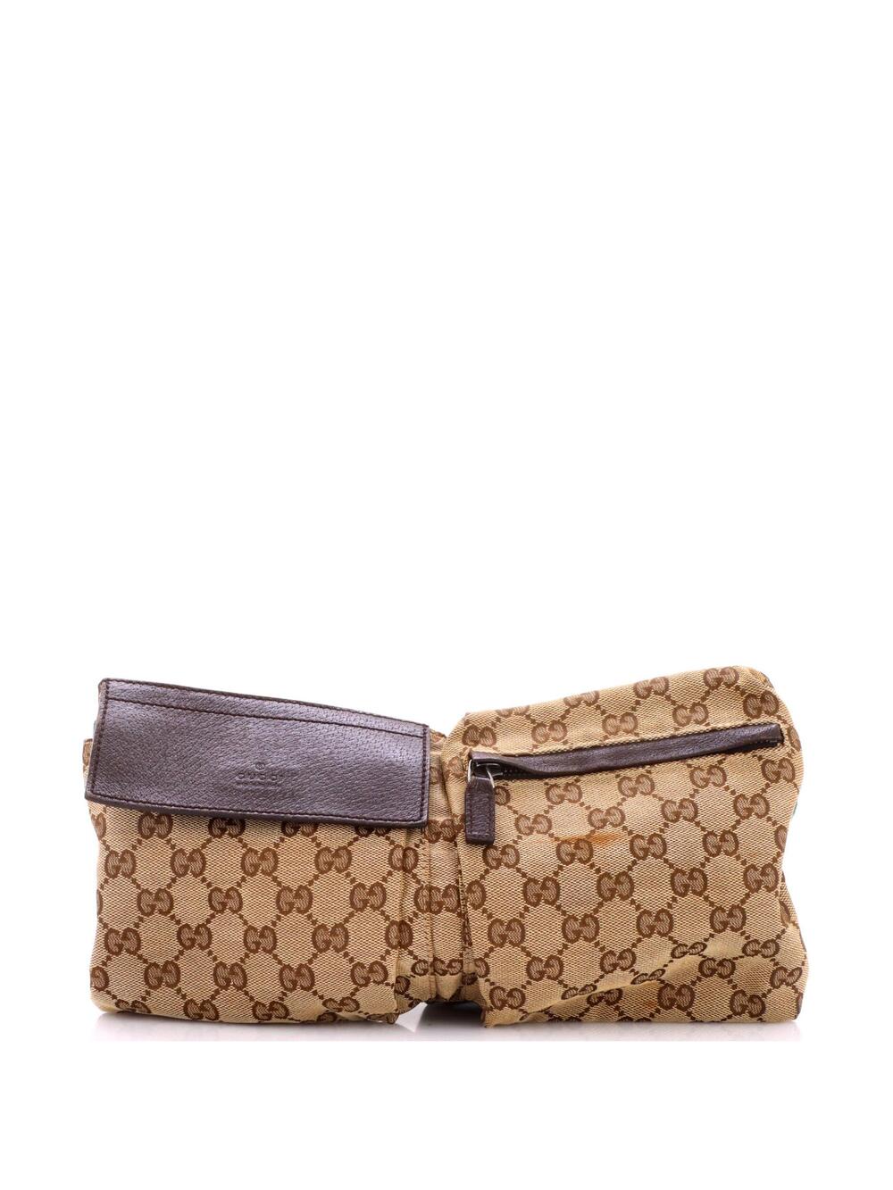 Gucci Vintage Double Belt Bag Gg Canvas #348208G93B